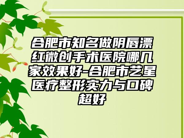 合肥市知名做陰唇漂紅微創(chuàng)手術(shù)醫(yī)院哪幾家效果好-合肥市藝星醫(yī)療整形實(shí)力與口碑超好